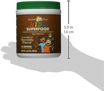 Amazing Grass Kidz Superfood: Organic Greens, Fruits, Veggies, Beet Root Powder & Probiotics for Healthy Kids, Outrageous Chocolate, 30 Servings, 6.35 Ounce (Pack of 1)