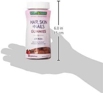 Natures Bounty Optimal Solutions, Hair, Skin & Nails Gummies with Biotin 80 Count (Pack of 2)