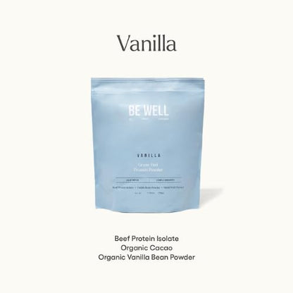 Be Well by Kelly Vanilla Grass-Fed Beef Protein Powder, 23G of Protein & Zero Carbs (3 Ingredients, 30 Servings) 9 Amino Acids + 3 BCAAs No Soy, No Dairy, Stevia-Free, No Sugar Added 1.87lb 849g