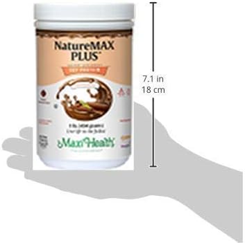 Maxi-Health NatureMAX Plus Energy Support Drink Soy Protein Powder - Sugar Free Diet Supplement - 20g Protein Per Serving - Natural Chocolate Flavor - Kosher Vitamin - 1lb