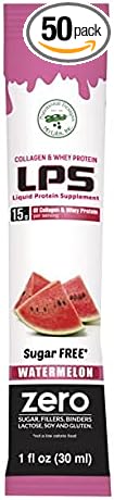 Nutritional Designs LPS Liquid Collagen & Whey Protein Supplement - Non-GMO Drink, Sugar-Free - Promotes Healthy Skin & Hair for Men & Women, Watermelon, Single Serve (50 Packets)