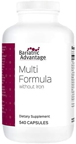 Bariatric Advantage Multi Formula Without Iron, High Potency Daily Multivitamin for Bariatric Surgery Patients with 22 Essential Vitamins and Nutrients - 540 Capsules