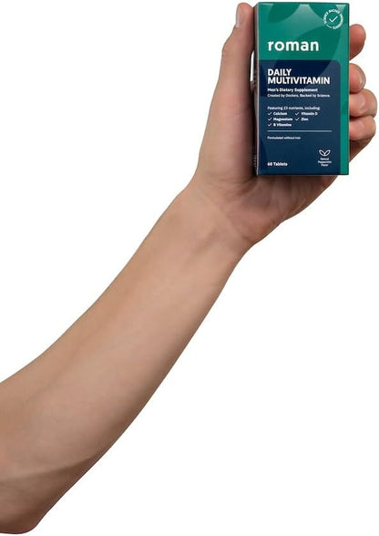 ROMAN Daily Multivitamin for Men | Supports Physical Activity, Brain + Heart Health, and Immune System with 23 Key Nutrients Including Calcium, Magnesium, and Zinc | 60-Day Supply (120 Tablets)