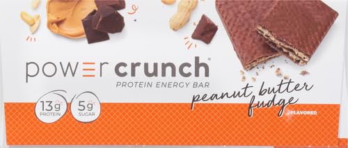 Power Crunch Protein Wafer Bars, High Protein Snacks with Delicious Taste, Peanut Butter Fudge, 1.4 Ounce (12 Count) (Pack of 2)