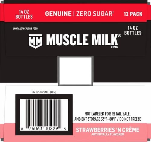 Muscle Milk Genuine Protein Shake, Strawberries 'N Crème, 25g Protein, 14 Fl Oz, 12 Pack