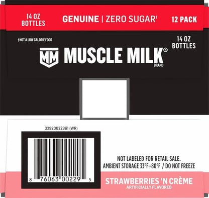 Muscle Milk Genuine Protein Shake, Strawberries 'N Crème, 25g Protein, 14 Fl Oz, 12 Pack