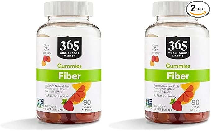 365 by Whole Foods Market, Fiber Gummy, 90 Count (Pack of 2)