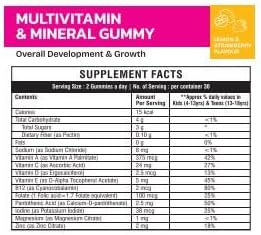 Kids Multivitamin & Mineral Gummy Vitamins which Provide Overall Development & Growth, 60 Count, Lemon & Strawberry Flavored, Vegan, Gelatin Free, Gluten Free, Nut Free