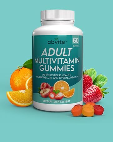 Plant-Based Multivitamin Gummies, Daily multivitamins for Men and Women with Vitamins A, C, D, E, B-3, B-6, B-12, Biotin, inositol, Non-GMO, Gluten Free, 60 Count (30 Days Supply)