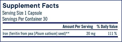 Flora- Iron Ferritin+ Plant-Based Supplement for Women - Non-Constipating, Highly Absorbable - Supports Vitality & Wellness - Vegan Iron Supplement from Flora Health - 30 Capsules - Delayed Release