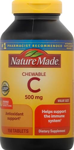 Nature Made Chewable Vitamin C 500 mg, Dietary Supplement for Immune Support, 150 Tablets, 150 Day Supply (Pack of 2)