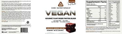 Core Nutritionals Platinum Vegan Gourmet Plant-Based Protein Blend with 21Grams of Pea Protein, Lactose, Soy and Gluten Free 29 Servings (Chocolate Brownie Batter)