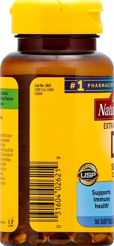 Nature Made Extra Strength Vitamin D3 5000 IU (125 mcg), Dietary Supplement for Bone, Teeth, Muscle and Immune Health Support, 90 Softgels, 90 Day Supply