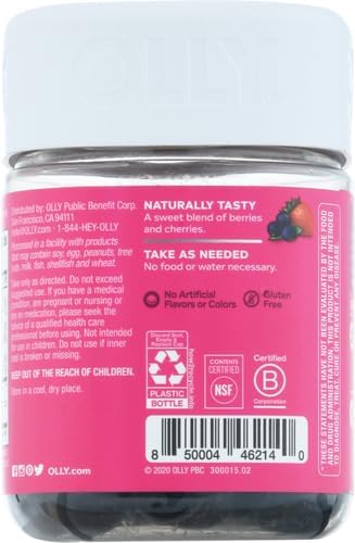 OLLY Immunity Gummy, Immune Support, Elderberry, Zinc, Vitamin C, Supplement, Berry Flavor, 15 Day Supply - 45 Count