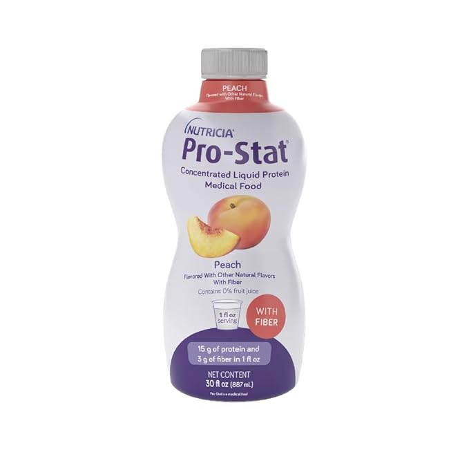 Pro-Stat Concentrated Liquid Protein Medical Food - Peach Flavor with Fiber, 30 Fl Oz Bottle