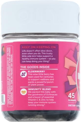 OLLY Immunity Gummy, Immune Support, Elderberry, Zinc, Vitamin C, Supplement, Berry Flavor, 15 Day Supply - 45 Count