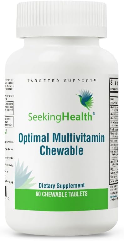 Seeking Health Optimal Multivitamin Chewable - Immune Support Supplement with L-5-MTHF, Vitamin B12 & Vitamin D3 - Multivitamin with Antioxidant Ingredients for Energy Production Support - 60 Tablets