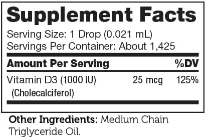 Zahler Liquid Vitamin D3 1000 IU - Liquid Vitamin D Drops, Adult Supplement for Women & Men - Vitamin D3 Liquid Drops for Adults, Vegetarian Kosher Non-GMO Gluten Free Vitamin D3 Drops (1 fl oz)