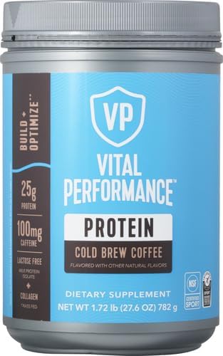 Vital Proteins Performance Powder, 25g Lactose-Free Milk Protein Isolate Casein & Whey Blend, NSF for Sport Certified, 10g Collagen Peptides, 8g EAAs, 5g BCAAs, Gluten-Free - Cold Brew Coffee, 1.72lb