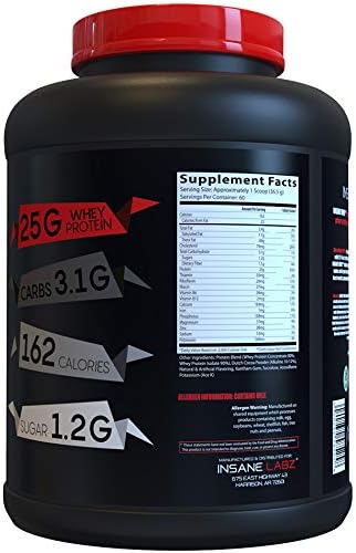 Insane Labz Insane Whey,100% Muscle Building Whey Protein, Post Workout, BCAA Amino Profile, Mass Gainer, Meal Replacement, 5lbs, 60 Srvgs, (Chocolate)