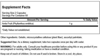Swanson Full Spectrum Amla Fruit (Indian Gooseberry) Ayurvedic Energy Vitality Antioxidant 500 Milligrams 120 Capsules