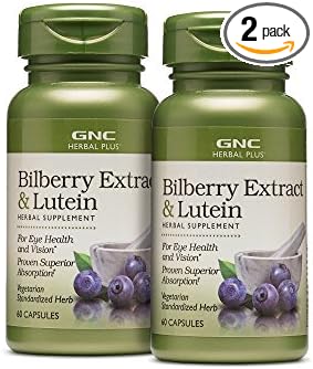 GNC Herbal Plus Bilberry Extract and Lutein | Supports Eye and Vision Health | Twin Pack (2 x 60 Count)
