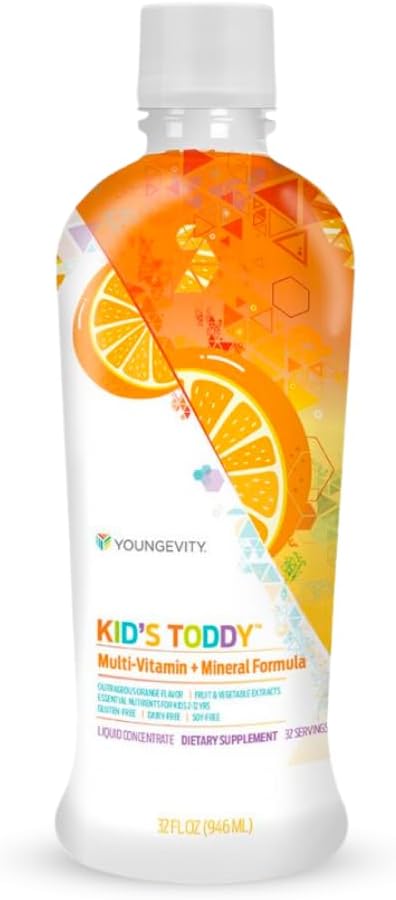 Youngevity Kid's Toddy™ - Mega Multivitamin for Kids & Children Age 2+ - 14 Vitamins, 10 Minerals, Phytonutrient Blend - Highly Absorbable - Great Tasting Orange 32 Fl Oz (Pack of 1)