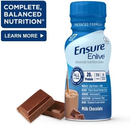 Ensure Enlive Advanced Therapeutic Nutrition Shakes, Chocolate, 8oz Bottles, Case of 24
