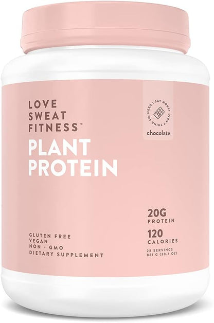 Love Sweat Fitness Organic Plant Based Protein Powder, Chocolate - 28 Servings, 20g Protein, Vegan, Gluten Free, Non-GMO