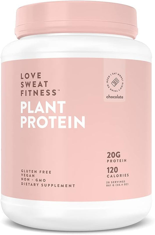Love Sweat Fitness Organic Plant Based Protein Powder, Chocolate - 28 Servings, 20g Protein, Vegan, Gluten Free, Non-GMO
