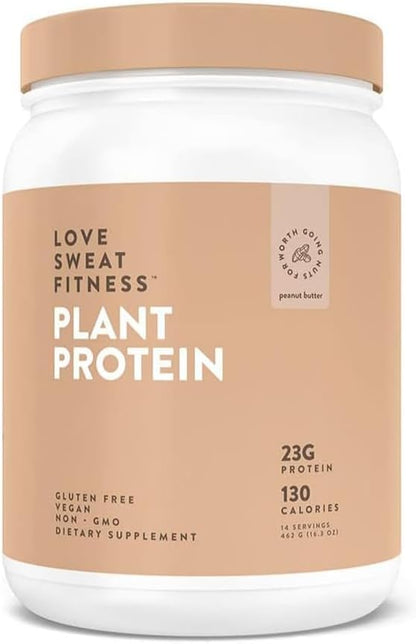 Love Sweat Fitness Organic Vegan Protein Powder, Peanut Butter - 23g Protein, 14 Servings, Plant Based, Gluten Free, Non-GMO
