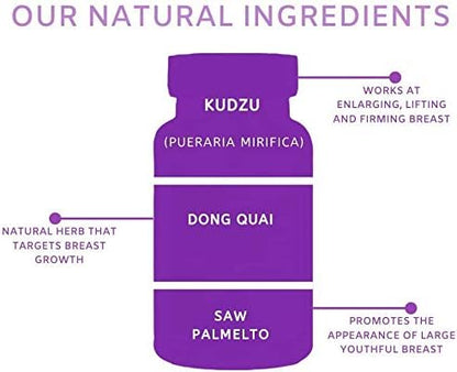 Natural Breast Enhancement Pills for Men and Women - Female Enhancement Pills - Growth Hormones for Men - Pills Promoting Breast Growth - (3 Pack)