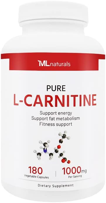 L-Carnitine 1000 mg 180 Vegan Capsules.99.9% Purity L-Carnitine. Supports Energy Production. Fitness Support.