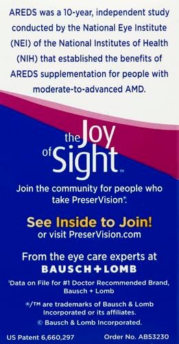 PreserVision Eye Vitamin & Mineral Supplement, from Bausch + Lomb, 120 Count (Pack of 1) Packaging may vary