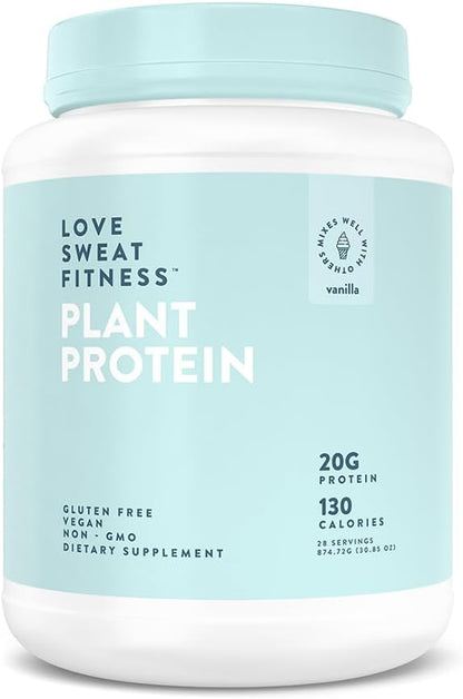 Love Sweat Fitness Organic Vegan Protein Powder | Vanilla | 28 Servings, 20g Protein, No Sugar, Vegan, Gluten Free, Non-GMO