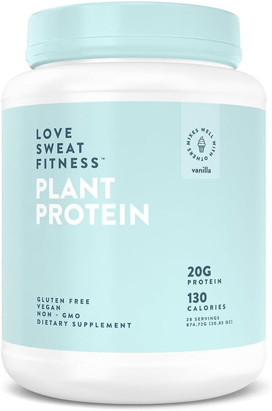 Love Sweat Fitness Organic Vegan Protein Powder | Vanilla | 28 Servings, 20g Protein, No Sugar, Vegan, Gluten Free, Non-GMO