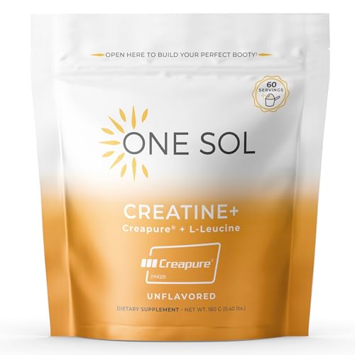 One Sol Creatine for Women Booty Gain, All Natural Women's Creatine Powder with Creapure, Increase Lean Muscle Mass, Reduce Recovery Time, Promotes Brain & Bone Health (Unflavored,60 Servings)