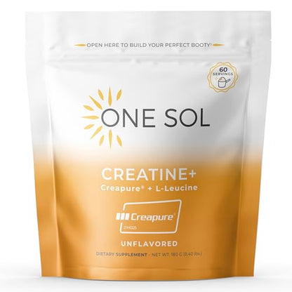 One Sol Creatine for Women Booty Gain, All Natural Women's Creatine Powder with Creapure, Increase Lean Muscle Mass, Reduce Recovery Time, Promotes Brain & Bone Health (Unflavored,60 Servings)