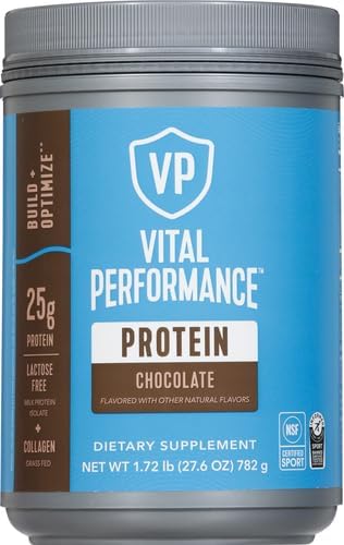 Vital Proteins Performance Powder, 25g Lactose-Free Milk Protein Isolate Powder, NSF for Sport Certified, 10g Grass-Fed Collagen Peptides, 8g EAAs, 5g BCAAs, Gluten-Free - Chocolate, 1.72lb
