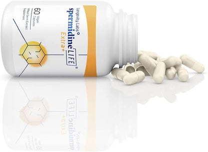 spermidineLIFE Extra+ Strength 1300mg, Natural Supplement, Plant-Based, Wheat Germ Extract with High Spermidine Content and Zinc for Cell Renewal, Vegan-Friendly, 60 Vegetarian Capsules (Pack of 1)