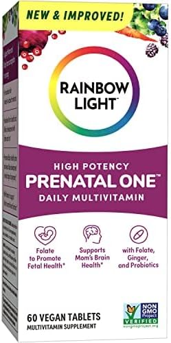 Rainbow Light High-Potency Prenatal One Multivitamin, Prenatal Health Multivitamin Supports Mom's Health and Baby's Development, With Vitamin C, Vegan, 60 Count