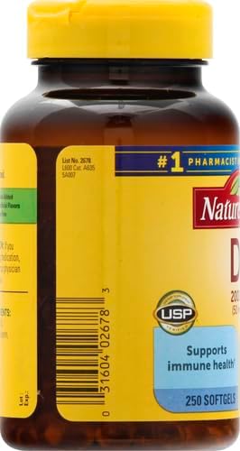 Nature Made Vitamin D3 2000 IU (50 mcg), Dietary Supplement for Bone, Teeth, Muscle and Immune Health Support, 250 Softgels, 250 Day Supply