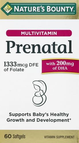 Nature's Bounty Prenatal Multivitamin, Supports Baby's Healthy Growth and Development, with 200mg DHA, 60 Softgels