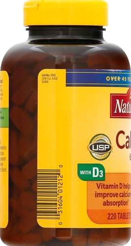 Nature Made Calcium 600 mg with Vitamin D3, Dietary Supplement for Bone Support, 220 Tablets (pack of 1)