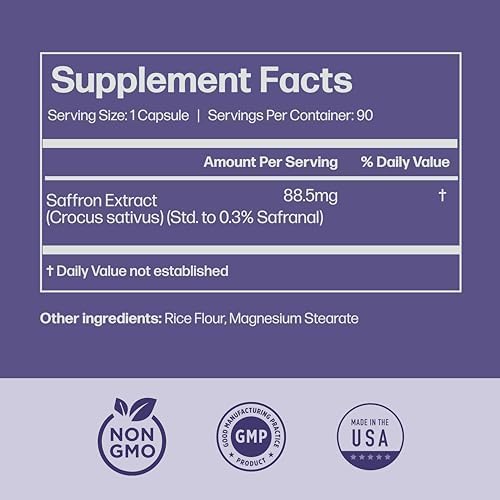 Pure Saffron Extract - Appetite Suppressant for Weight Loss Women & Men - Natural Hunger & Craving Control Supplement - Saffron Supplements for Energy & Mood Lift - 90 Capsules(Pack of 2)