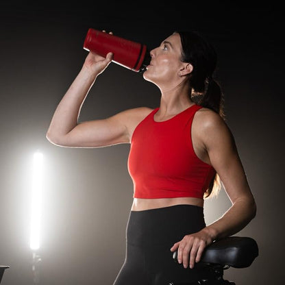 Ice Shaker Insulated Stainless Steel Shaker Bottle | 26oz, Red/Black | Cold for 30+ Hours | Insulated Cup with Twist-on Agitator | Odor-Free Shaker Cup for Protein Shakes, Water, Smoothies, Cocktails