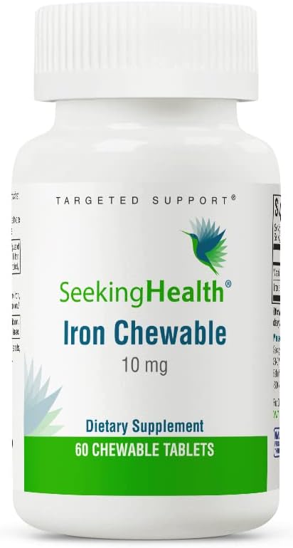 Seeking Health Iron Chewable - Mineral Supplement to Support Healthy Metabolism - Supplement Aids Muscle Function in Men & Women - Energy Support Supplement - 10 mg, 60 Tablets