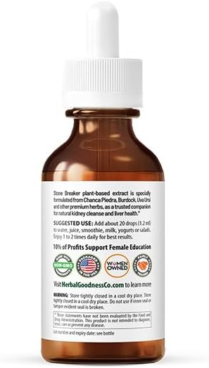 Herbal Goodness Break Those Stones Baby - Kidney Cleanse Detox and Liver Detox Health Herbal Supplement, Chanca Piedra (Kidney Stone Breaker), Dandelion Root Supplement, Milk Thistle - 2 Fl. Oz