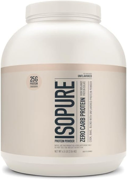 Isopure Unflavored Protein, 25g Whey Isolate, Zero Carb & Keto Friendly, 70 Servings, 4.5 Pound (Packaging May Vary)