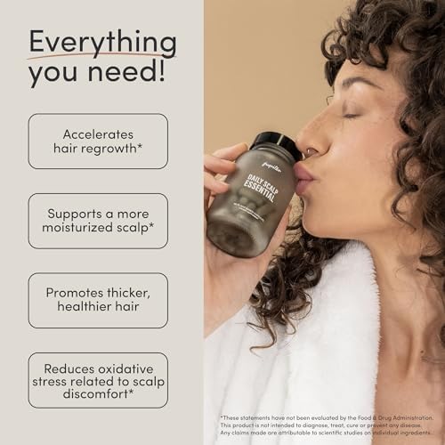 Jupiter Daily Scalp Essential - Hair Loss Supplement for Women & Men - Hair Vitamins for Flaky, Itchy, Oily, Dry Scalp - All-Natural, Plant-Based Ingredients for Thicker, Fuller Hair | 120 Capsules